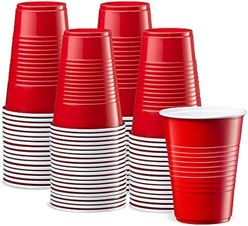 [50 חבילה] 9 עוז. כוסות פלסטיק חד פעמיות למסיבות-כוסות שתייה אדומות